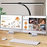 LOTTBUTY Doppelkopf Schreibtischlampe LED dimmbar,24W 80CM Homeoffice Tageslichtlampe Schreibtisch Lampe, Schwanenhals Büro Tischlampe (Schwarz,Klemmbar)