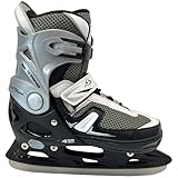 Cox Swain verstellbare Schlittschuhe Push, Eislaufschuhe für Kinder, Jugendliche und Erwachsene bis 100KG, vorgeschliffene Edelstahlkufe, Softboot, Black, Gr. M (37-40)