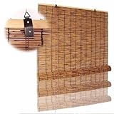 Raffrollos für Fenster bambusrollo Outdoor wetterfest Schilf Vorhang Jalousine 10-180cm Breit Bambus Sonnenschutz Vorhang für Außen Pavillon UV-Schutz