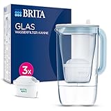 BRITA Glas Wasserfilter-Kanne hellblau (2,5l) inkl. 3x MAXTRA PRO All-in-1 Kartusche – Premium Design Wasserfilter Glas, robust & leicht / reduziert Kalk, Chlor, Metalle wie Blei & Kupfer