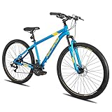 Hiland 29 Zoll Mountainbike mit Mehrspeichenräder, 482MM Aluminiumrahmen 21 Gang Schaltung MTB Hardtail Fahrrad, Scheibenbremse Federgabel Mountainbike für Herren Damen Blau
