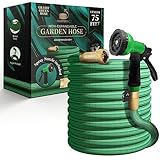 LightHose Gartenschlauch, nicht erweiterbarer Gartenschlauch, superleichter Schlauch, kein Platzen, 1,9 cm (3/4 Zoll) massive Messinganschlüsse, 2,5 m, Grasgrün, Gartenzubehör