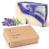 lubiu Lavendelseife Stück 100g - Bio Seife Lavendel Handgemachte - Duschseife Ohne Palmöl und Handseife Fest - Natur Seife Stück - Natural Soap