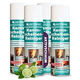 HOTREGA Kaminscheibenreiniger 4x 300ml | Selbsttägiger Kaminglasreiniger | Löst Ruß, Rauchharz & Fett selbsttätig und rückstandsfrei