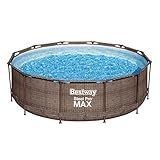 Bestway Steel Pro MAX Ersatz Frame Pool ohne Zubehör Ø 366 x 100 cm, Rattan-Optik (Schokobraun), rund