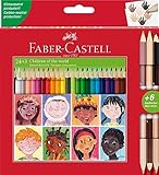 Faber-Castell 511515 - Buntstifte Set dreikant, 27-teilig, inkl. Bicolor Hautfarben, für Kinder und Erwachsene