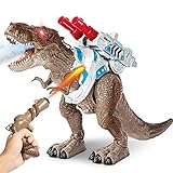 Dinosaurier Spielzeug - Ferngesteuerter Dinosaurier mit Sprühfunktion für Kinder - Elektrisches Spielzeug mit LED Licht und Klang - Dinosaurier Gehen und Brüllen Realistisches Tyrannosaurus Rex