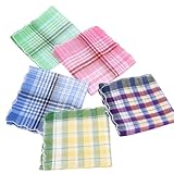 MHADBKH Taschentuch, kariert, für Damen, quadratisch, schnell trocknend, Bandanas, 27,9 cm, Einstecktuch für Erwachsene, 5 Stück, Zufällige Farbauswahl, One size