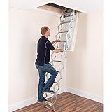 Alufix 10-tread Ziehharmonika Loft Leitern – Ideal für Tiny Dachboden Räume | einfach DIY Passform | Aluminium | Boden zu Decke 2,46 m-2.73 m (8.1ft-9.0ft)