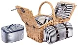 4 Personen Weiden Picknickkorb Komplettset Picknickkoffer...