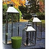 Traumhaftes 3er Set Luxus XXL Gartenlaterne Edelstahl Windlicht Laternen Set Höhe 24/40/53cm