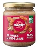 Davert Mandelmus braun 250g – Cremiges Mus aus gemahlenen hochwertigen, fettfrei gerösteten Bio-Mandeln – 100% Davert Bio-Qualität (1 x 250g)