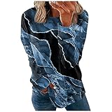 Langarmshirt Damen Longsleeve Damen Oberteile Damen Kuscheljacke Damen Sweatshirt Damen Oversize Hoodie Damen Sherpa Jacke Damen Plüschmantel Damen Longtops Damen Lang Unterhemd Damen（2-Dark Blue,5XL）