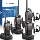 Professionelles Walkie Talkie für Erwachsene mit großer Reichweite, wiederaufladbarem Akku, 16-Kanal-Zwei-Wege-Funkgerät, USB-Ladegerät und Hörmuschel mit VOX (schwarz, 4 Stück)