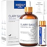 HIQILI salbeiöl 100ml, 100% Reines Natürliche Muskatellersalbei Ätherisches Öl, Aromatherapieöl für Diffuser, Luftbefeuchter, Haut, Entspannung- 3.38 FL Oz