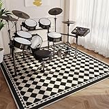 Hixingo Schlagzeug Teppich E Drum mit Schallschutz, Schlagzeugteppich Schallschutz rutschfeste Teppich Schalldämmend Antivibrationsmatte für Studio, Wohnung (Mode Plaid,80 * 120cm)