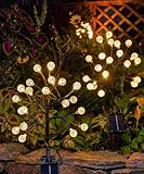 Solarlampen für Außen Garten, 2 Stück Gartenleuchten 20LED 2 Modi Solarleuchten Gartendeko, Winterfest Wasserfest Solarlampen, für Garten, Draußen, Patio, Rasen, Halloween deko, Weihnachtsdeko