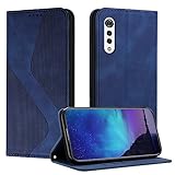Fatcatparadise Kompatibel mit LG Velvet/G9/G900 Hülle, Handyhülle für LG Velvet/G9/G900 Hülle PU Leder Flip Klappbare Wallet Magnet Case Handytasche Klapphülle Schutzhülle Tasche Hülle Holster (Blau)