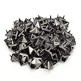 100 Stück 9mm Quadratische Nieten, Pyramidenförmiger Punknietbolzen, 4 Klauen Quadratische Nieten Kupfernieten für DIY-Dekoration(Pistolenfarbe)
