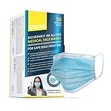 Rimbacher Mund-Nasenschutz-Masken Einweg-Artikel, Effektiver Mund- und Nasenschutz, Maske 3-lagig aus Vlies, Atemschutz Produziert in Deutschland, 50 Stück