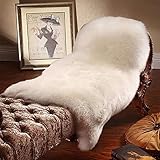 HLZDH Faux Lammfell Schaffell Teppich Kunstfell Dekofell in Super weich Lammfellimitat Teppich Longhair Fell Optik Nachahmung Wolle Bettvorleger Sofa Matte (50 x 80 cm, Weiß)