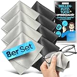 Loco Bird Brillenputztücher 8er Set 17x15cm - Brillenputztuch Microfaser in Optikerqualität - Mikrofasertücher für Brille & Display, Brillen Zubehör, Brillentücher in Grau