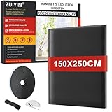 ZUIYIN Fliegengitter Fenster 150x250 cm, Insektenschutz Fenster ohne Bohren, Fliegennetz mit Upgrade 2.0 Klettband, Mückennetz Fenster, Fenstergitter Insektenschutz Schwarz