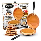 Gotham Steel Doppelpfanne - Antihaft-Kupfer-Pfanne mit Gummigriffen für flauschige Pfannkuchen, perfekte Omelets, Frittatas, French Toast und mehr. Spülmaschinenfest