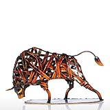 Tooarts Metall Geflochtene Rind Deko Skulptur Dekofigur Moderne Skulptur zum Dekorieren Rot