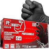 100 Einweghandschuhe Schwarz XL, Nitrilhandschuhe EXTRA BESTÄNDIG, einmalhandschuhe +60 % Dicke, 6 gr, puderfrei & latexfrei, handschuhe einweg für Mechaniker, Tätowierer, Kosmetikerinnen (Größe XL)