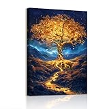 WENGTIAO Lebensbaum Leinwand Bilder Kunstdrucke Gerahmt Abstrakt Baum des Lebens Wandbilder auf Leinwand für Wohnzimmer Schlafzimmer Wanddeko 30x40 cm