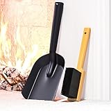 Kingson Kaminschaufel Schwarz Ascheschaufel und Bürste, Kehrschaufel-Set klein, langlebiger Stahl, Set mit Kaminschaufel und Bürste, Kohleschaufel