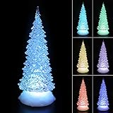 Tronje LED Christbaum 27cm Weihnachtsbaum mit Timer USB Tannenbaum beleuchteter Acrylbaum Wechselfarben