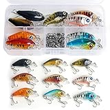 Realure 9 Stück Mini Elritze Angelköder Set mit Rollende Angelwirbel,4.5cm 3.5g Wobbler Forelle Kurbel Köder mit Dreifachhaken,Lachs Köder,Döbel Köder,für Salzwasser,Süßwasser,Forelle,Barsch