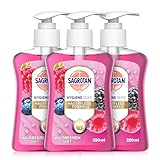 Sagrotan Handseife Brombeere und Waldfrüchte – Hygienische Flüssigseife – 3 x 250 ml Seifenspender