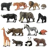 TOYMANY 14 Stück Tiere-Figuren Set Wald Spielfiguren Spielzeug Dschungeltierfigur kleine-Tiere Plastiktiere Mini-Tiere Zoo Bauernhof Dschungel Wild, Osterei, Weihnachten, Deko Cupcake Topper