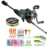 Sougayilang Angelrutenkombination, Baitcasting- und Spinnrolle mit IM6 Graphit-Rohlingruten (gegossen, Linkshänder mit komplettem Set, 1,8 m, mittel- schnell, 2 Stück)