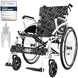 VOCIC U31 Rollstuhl Faltbar Leicht Transportrollstühl bis 150KG,Doppelbremsen Design RollstüHle mit Selbstantrieb für Senioren(17.5kg),Reise-Rollstuh mit 60cm Groß Hinterrad (Weiß)
