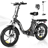 COLORWAY EBike, 20 Zoll Fat Reifen Klapp Elektrofahrrad, 250W Motor, 36V/15AH Batterie, Citybike, maximalen Reichweite von 45-100 Kilometern，7-Gang, mit Gepäckträgertasche., mit Scheibenbremsen.