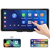 Hodozzy 10,36-Zoll Tragbares Autoradio Empfänger Wireless Apple CarPlay & Android Auto, Bildschirm Touchscreen Bluetooth Radio Digital Media Receiver Airplay Mirror Link FM-Transmitter/AUX/TF Eingang