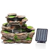 Rock solar Fountain - Bloomida Solarbrunnen für Draussen mit LED I Balkon/Gartenbrunnen Solar Wasserfall Außen I Outdoor Kaskaden Brunnen Wasserbrunnen Garten