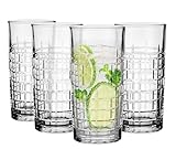 Glasmark KROSNO 1992 Trinkgläser Set Longdrinkgläser 4 Stück 320 ml Wassergläser Saftgläser Cocktailgläser Saft Wasser Glas Geschliffen Spülmaschinengeeignet