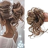 Haarteil Haargummi Hochsteckfrisuren,Messy Bun Haarteil Hair Piece Bun Erweiterungen kunsthaar Tousled Updo Haarteile für Frauen Mädchen (12H24 Hellbraun Mix Natural Blond)