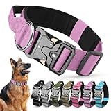 Ledeak Taktisches Hundehalsband mit Griff, Verstellbares Anti Zieh Breites Hunde Halsband Gepolstert, Dog Collar mit Metallschnalle erziehungshalsband für Hunde (Purple, M)