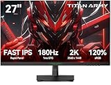 TITAN ARMY Gaming Monitor 27 Zoll, 180Hz, 2K QHD 2560 x 1440p Fast IPS 1ms GTG Monitore, G-Sync & FreeSync, 120% sRGB HDR10 PC Bildschirm, Blaulicht Reduktion, VESA, HDMI 144Hz, DP 180Hz, P27GR