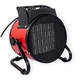 Grafner Elektro Turbo Heizgebläse 5 kW, Starkstrom 400 Volt, Thermostat, 3 Heizstufen, kraftvoller Lüfter, Keramik PTC-Element, Bau Heizer elektrisch Baustelle Zeltheizung Elektroheizer Heizlüfter