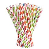 Vicloon Strohhalme Papier, Trinkhalme Papier Biologisch Abbaubare, Bunte Trinkhalme Geeignet für Partys, Hochzeiten und Anlässe, Party Strohhalme 5 Farben, 100 PCS
