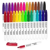 Shuttle Art Permanent Marker fein, 30 Permanent Marker bunt mit feiner Spitze, wasserfeste Stifte, Folienstift permanent, Filzstifte, für Kunststoff, Stein und Glas zum Bemalen und Färben geeignet.