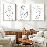 LXTOPN Moderne Wandbilder Poster, Minimalistische Abstrakt Bild Set Line Art Bilder, 4er Poster Set Wandbilder für Schlafzimmer und Wohnzimmer, Ohne Rahmen(Schwarz und Wei-A,50x70cm)