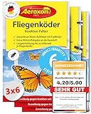 Aeroxon Fliegenköder für Fenster - 18 Stück Sonderpackung, Effektive Fliegenfalle Innenbereich, Wirkstoff statt Kleber, Langzeitwirkung